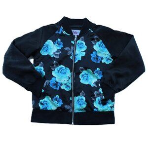 💙🩵Justice girls floral satiny bomber jacket